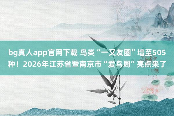 bg真人app官网下载 鸟类“一又友圈”增至505种！2026年江苏省暨南京市“爱鸟周”亮点来了