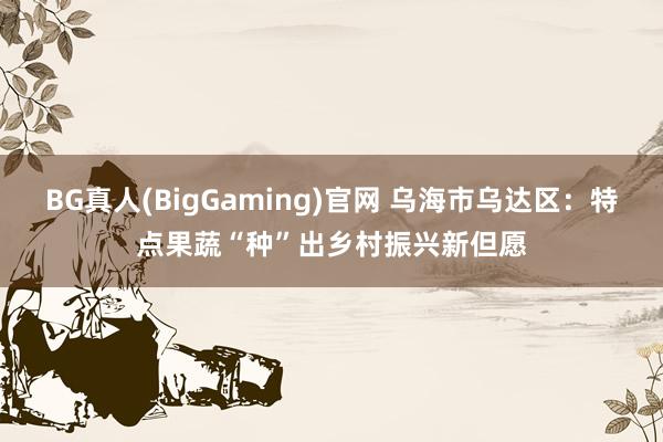 BG真人(BigGaming)官网 乌海市乌达区：特点果蔬“种”出乡村振兴新但愿