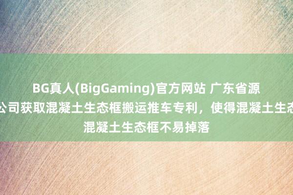 BG真人(BigGaming)官方网站 广东省源天工程有限公司获取混凝土生态框搬运推车专利，使得混凝土生态框不易掉落