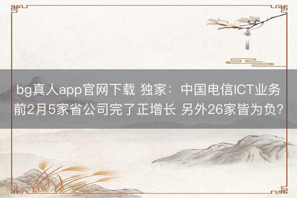 bg真人app官网下载 独家：中国电信ICT业务前2月5家省公司完了正增长 另外26家皆为负？