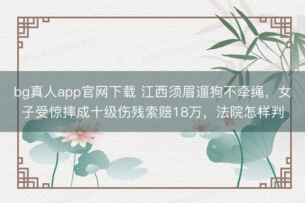 bg真人app官网下载 江西须眉遛狗不牵绳，女子受惊摔成十级伤残索赔18万，法院怎样判