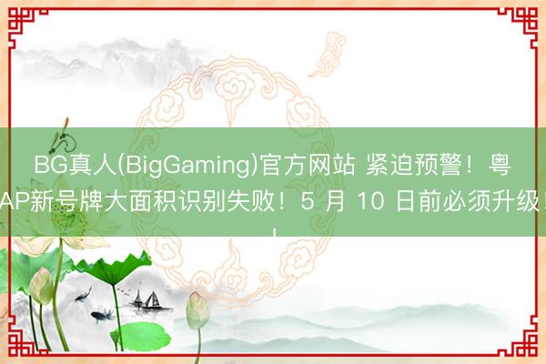 BG真人(BigGaming)官方网站 紧迫预警！粤AP新号牌大面积识别失败！5 月 10 日前必须升级！